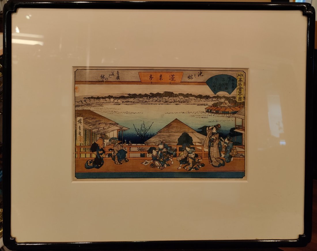 Utagawa Hiroshige Wood Block, Famous Restaurants Edo Sanya (1 of 5)