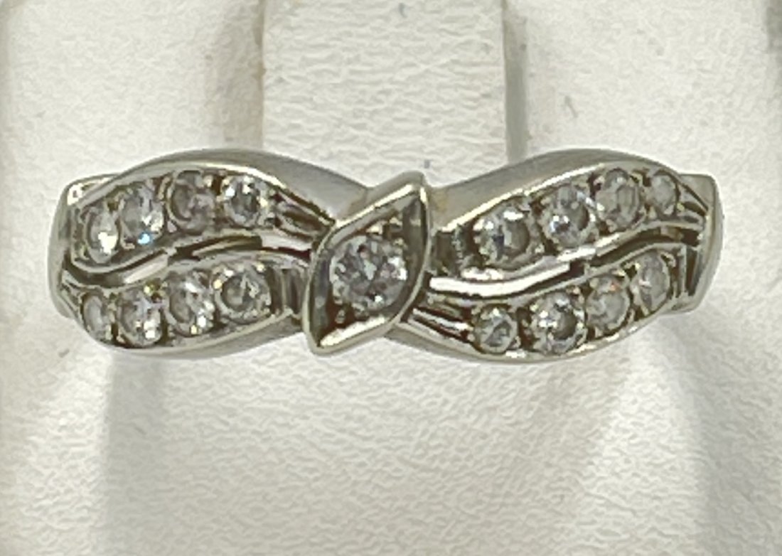 Vintage 14k White Gold Diamond Cocktail Ring: 1950's 3/4 carat total diamond cocktail ring. Approximately 3/4 carat total VS quality H color full cut diamonds. Size 8 and weighs 3.7 grams.