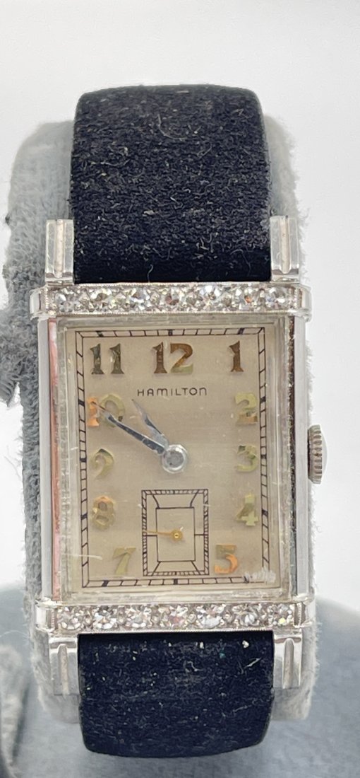 Deco Hamilton 14k White Gold Gents Diamond Cocktail Watch (1 of 4)