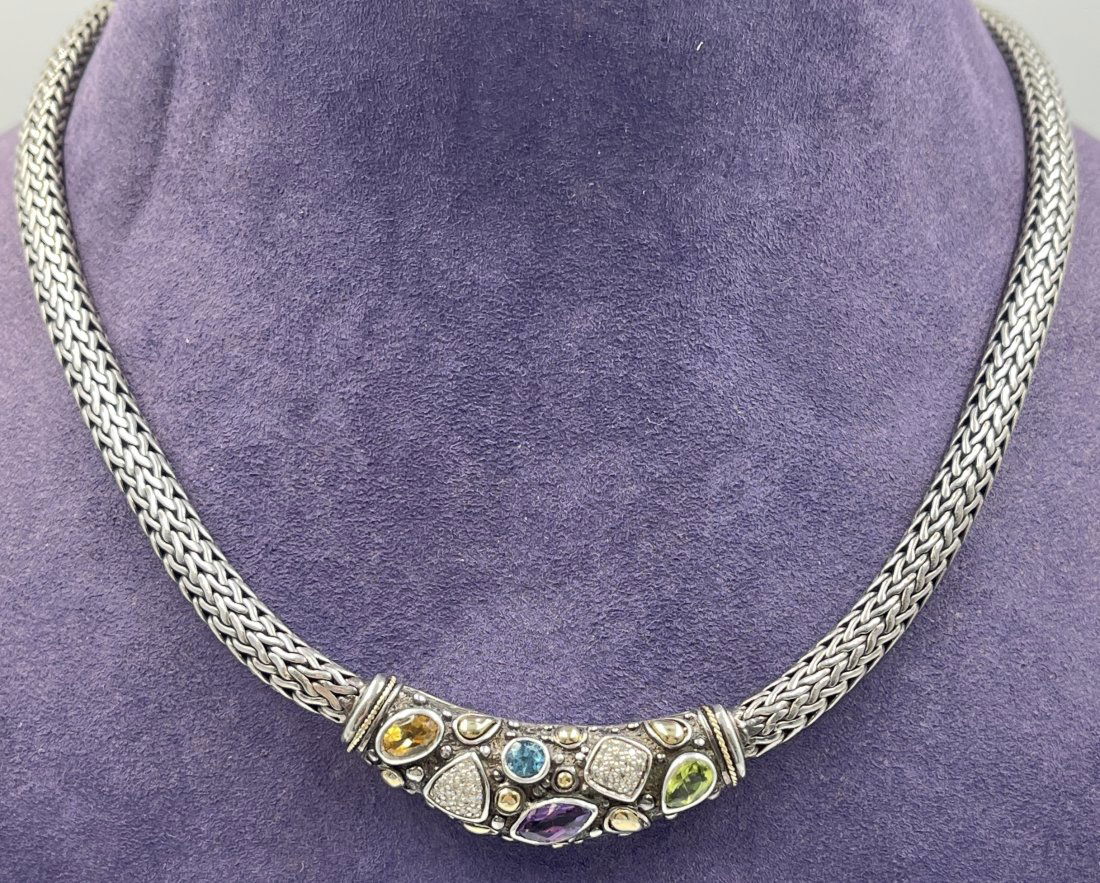 EFFY Diamond and Colored Gemestone Sterling Silver Snake Necklace (1 of 4)