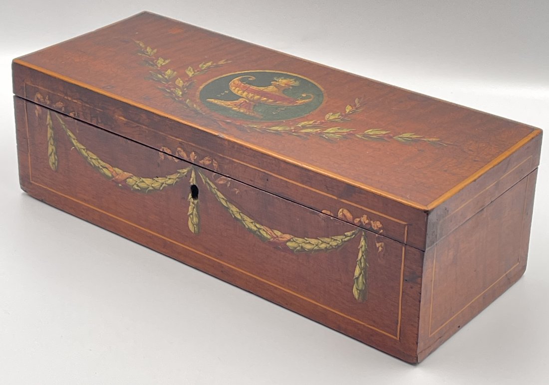 Adam Style Paint Decorated Mahogany Dresser Box (1 of 5)