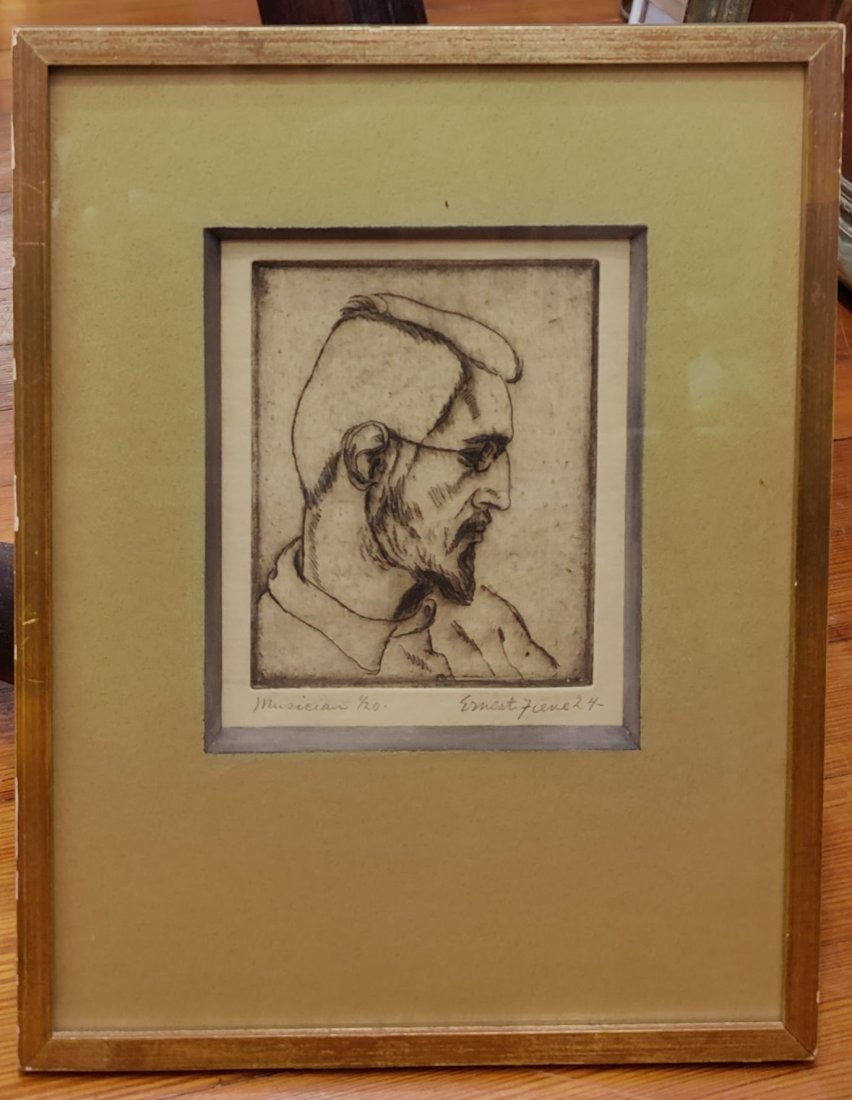 Ernst Fiene Limited Edition 1/20 Etching Titled Musician 24- (1 of 4)