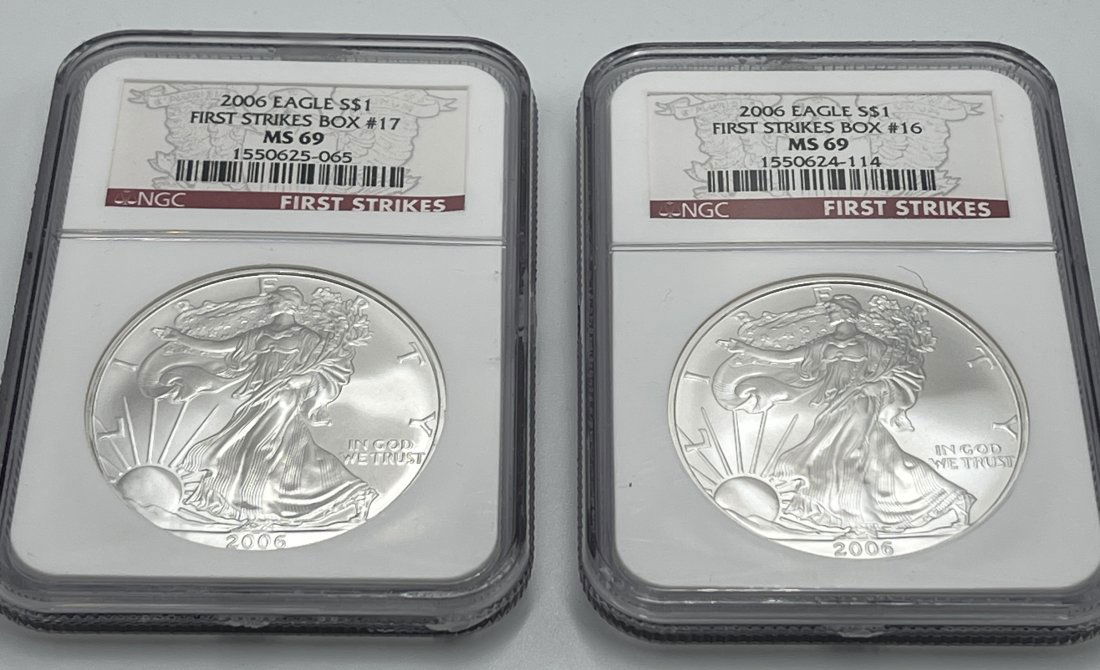 2 2006 Graded American Silver Eagles Coins (1 of 3)