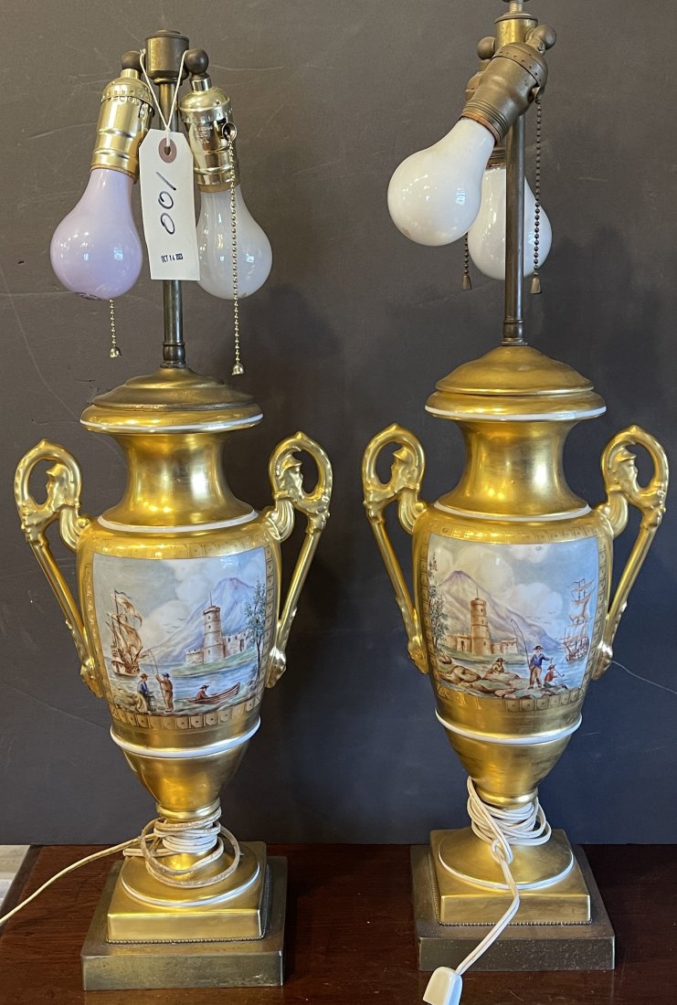 Pair Meissen Urns Mounted as Lamps (1 of 5)