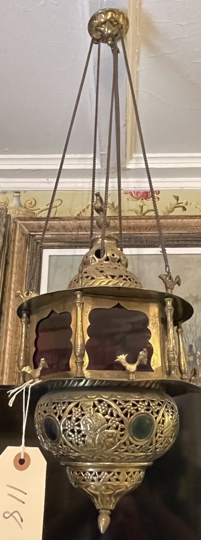 Moorish Brass & Glass Candle Fixture (1 of 3)