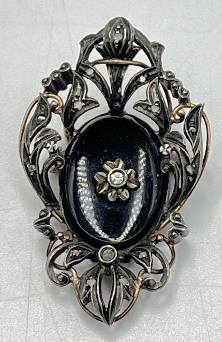 Victorian 14k Rose Gold & Sterling Brooch/Pendant w/ Mine Cut Diamonds (1 of 3)