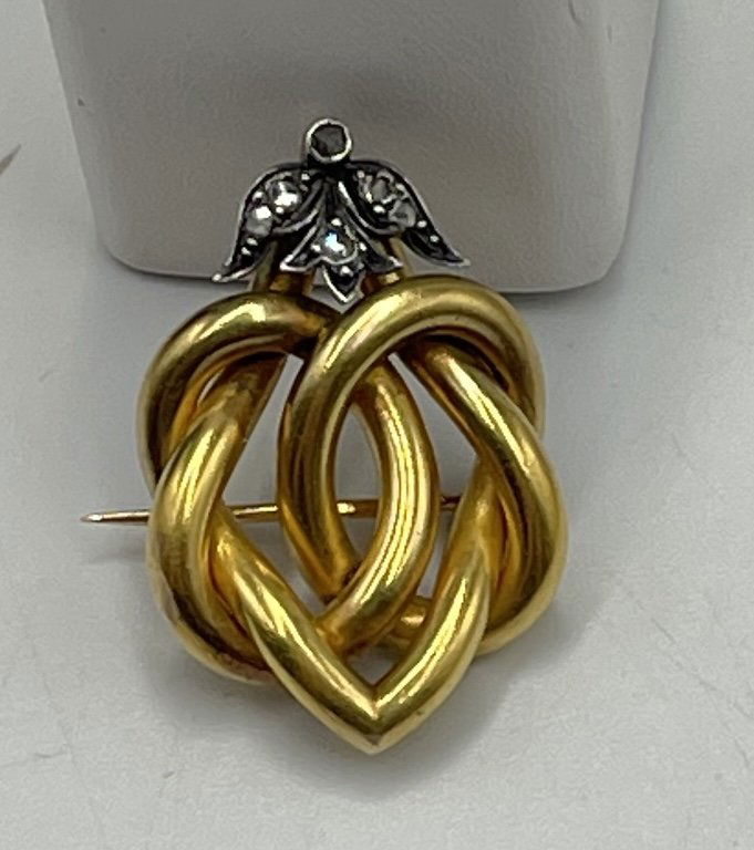 Antique 18k Yellow Gold Rose Cut Diamonds Watch Pin (1 of 3)