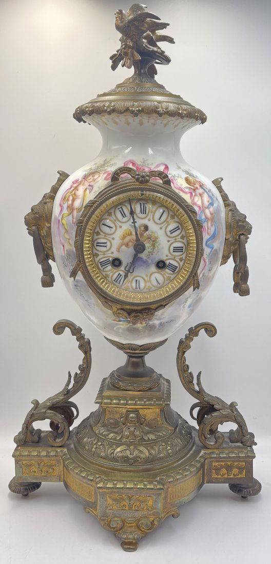 Sevres Porcelain Bronze Mounted Clock (1 of 11)