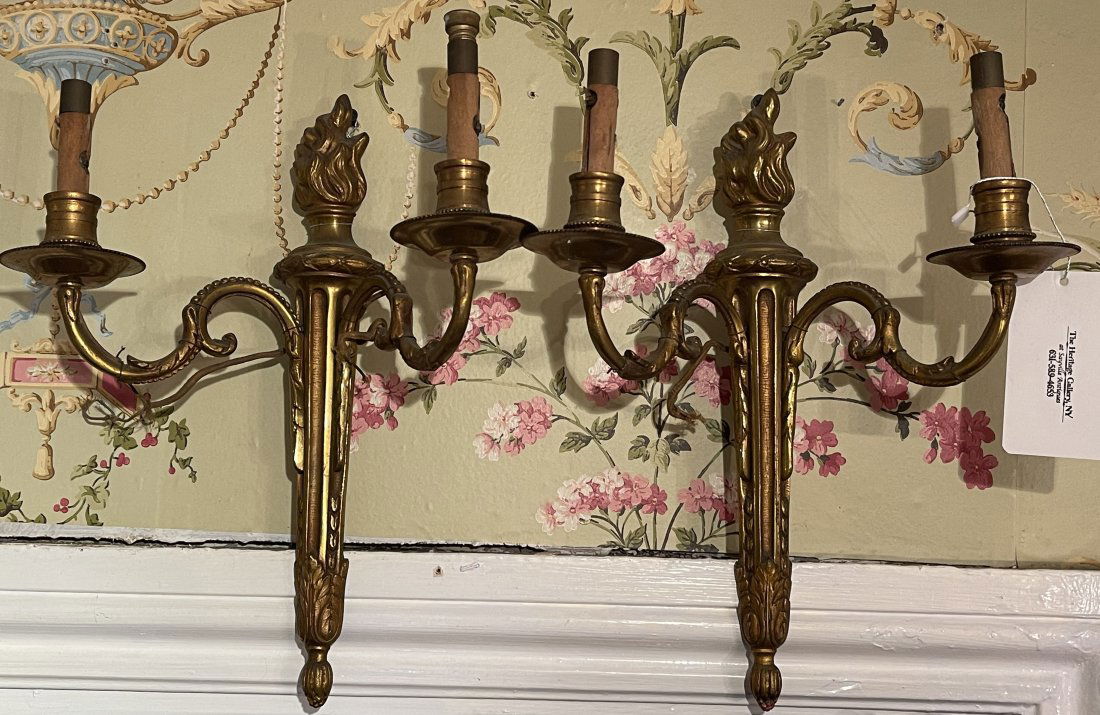 Pair of Neoclassical Bronze Wall Sconces (1 of 2)