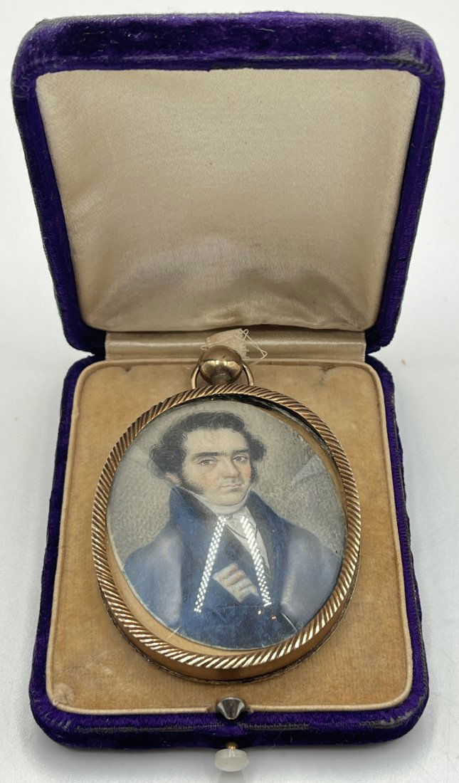 Late 18th Century Portrait Miniature in 14k Yellow Gold Frame (1 of 4)