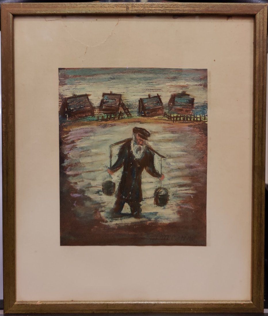 Lot of 3 Simon Natan Karczmar Pencil Signed Pastels (1 of 6)