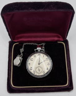 Dudley Masonic pocket watch: Rare original Dudley Masonic pocket watch. All original running condtion with fitted box. 1 3/4". The case is an original exhibition base metal case. Serial number 4232.