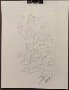 Jack Davis Pencil Drawing Illustration Chilkoot Trail! Please: Mad Magazine Illustrator Jack Burton Davis (New York, Georgia, 1924 - 2016) pencil drawing "Chilkoot Trail! Please". Very good condition on 24 lb. copy paper. Signed in pencil lower right.