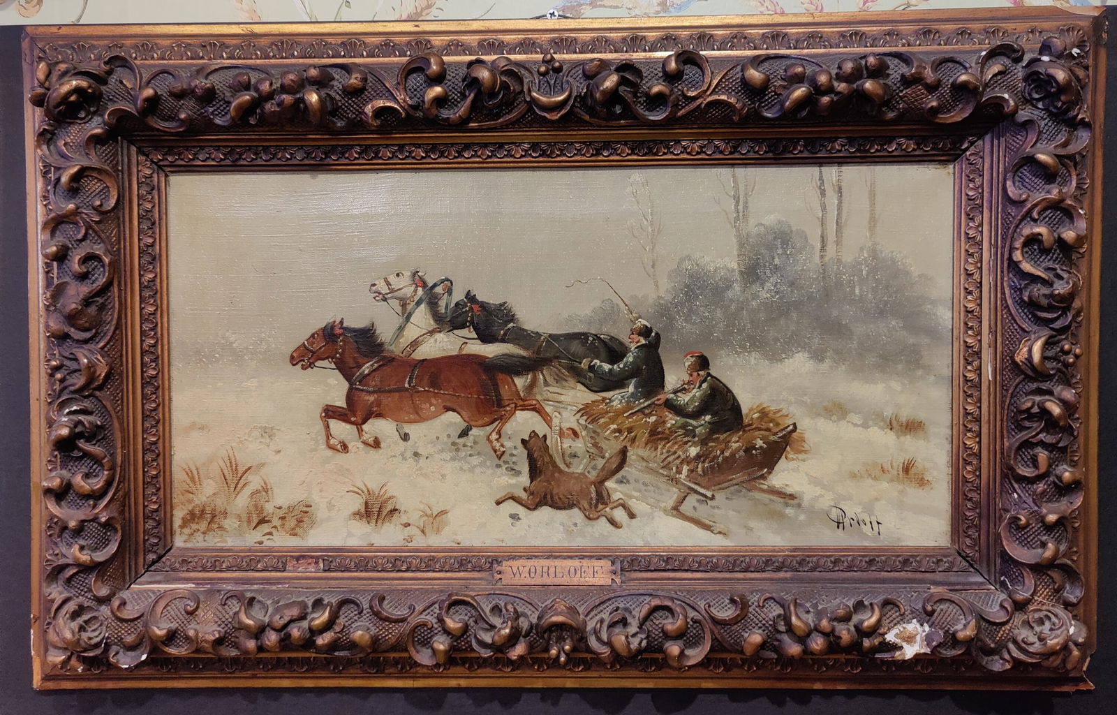 Vladimir Orloff O/C Painting Troika Winter Landscape (1 of 6)