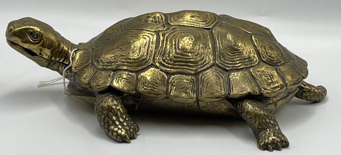 19th Century Brass Turtle Inkwell (1 of 4)