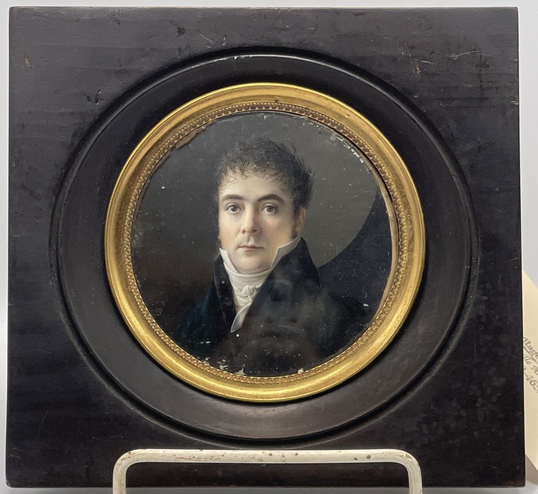 Mid 18th Century Exquisite Portrait Miniature in Ebonized Wood Frame (1 of 4)