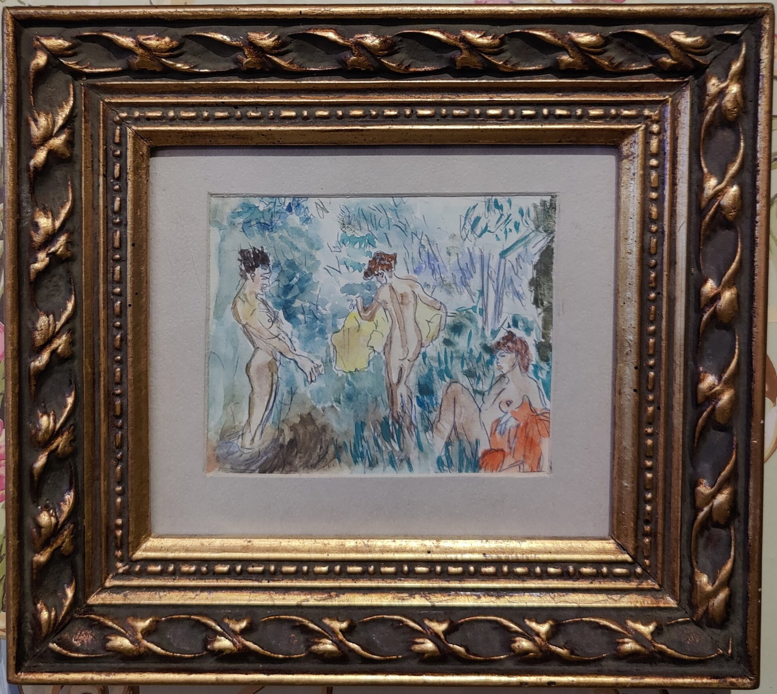 Attributed Howard Chandler Christy W/C Woodland Bathers (1 of 4)