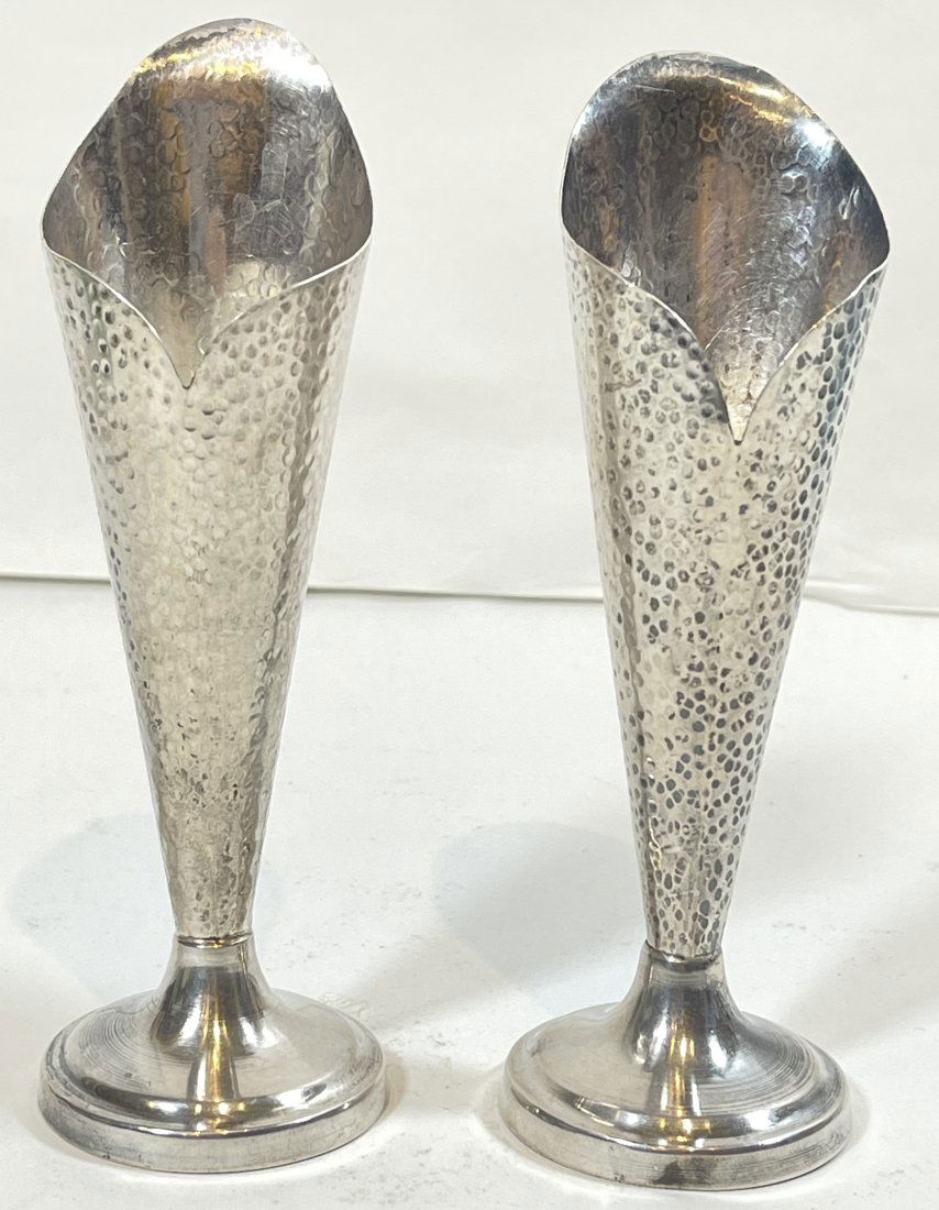 Arts & Crafts Hand Hammered Pair of Vases (1 of 4)