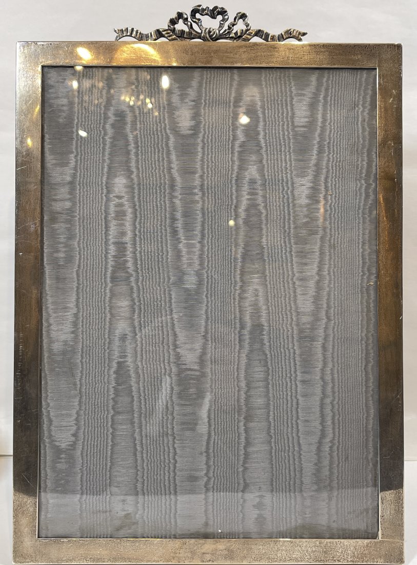 Eduardian Large London England Photo Frame: Dated 1910, maker John Collard Vickery, London, England. Measures 16.5" tall x 11.5 wide. Holds a 10x14 photo. Weight 10 ozt.