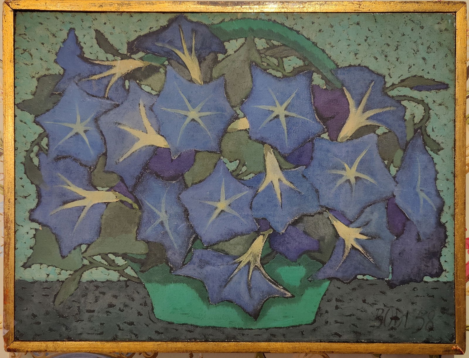 NYC Artist Jack Boul Modern Abstract Floral O/C Painting '58 (1 of 6)