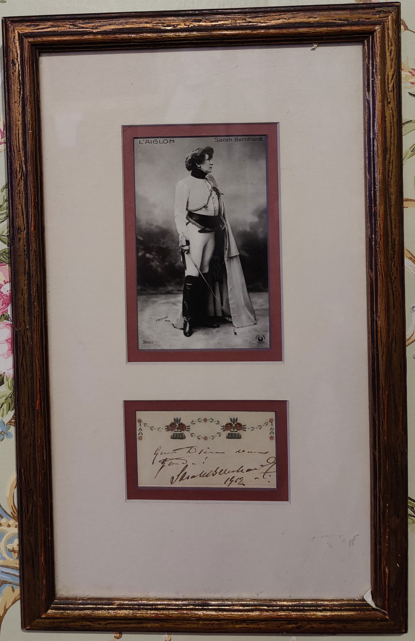Signed Sarah Bernhardt Note Card and P. Boyer Photo (1 of 3)