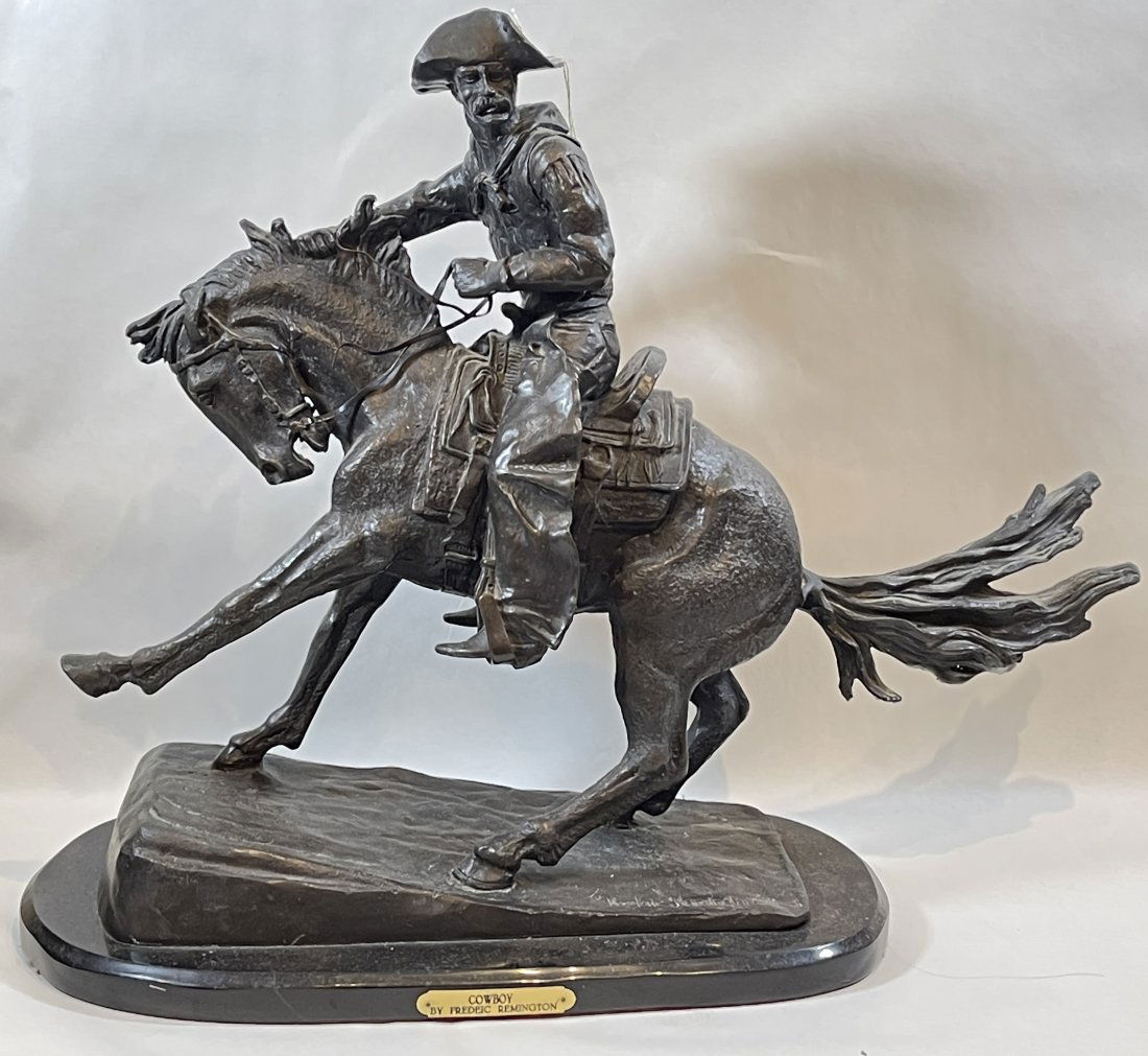 Frederic Remington Recast Bronze Titled Cowboy (1 of 5)