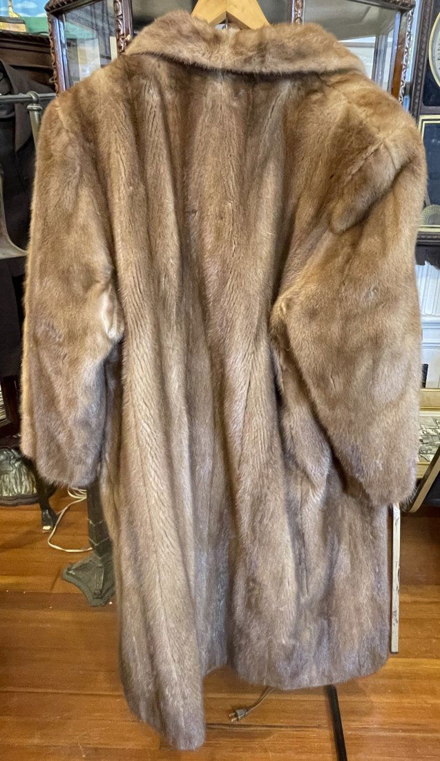 Full Length Mink Coat: Extra large mink coat, tag 40 on inside. Overall very good condition, no rips or tears, no dry rot. Has been stored well