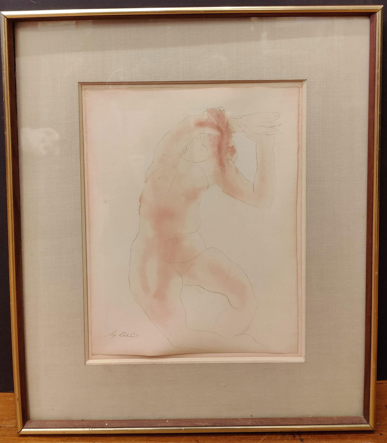 Auguste Rodin Female Nude Illustration Jardin des Supplices: Auguste Rodin (France, 1840 - 1917) sepia and pencil drawing Female Nude from "Le Jardin des Supplices". Very good condition, with edge toning visible under the glass and float mounted. Signed lower l