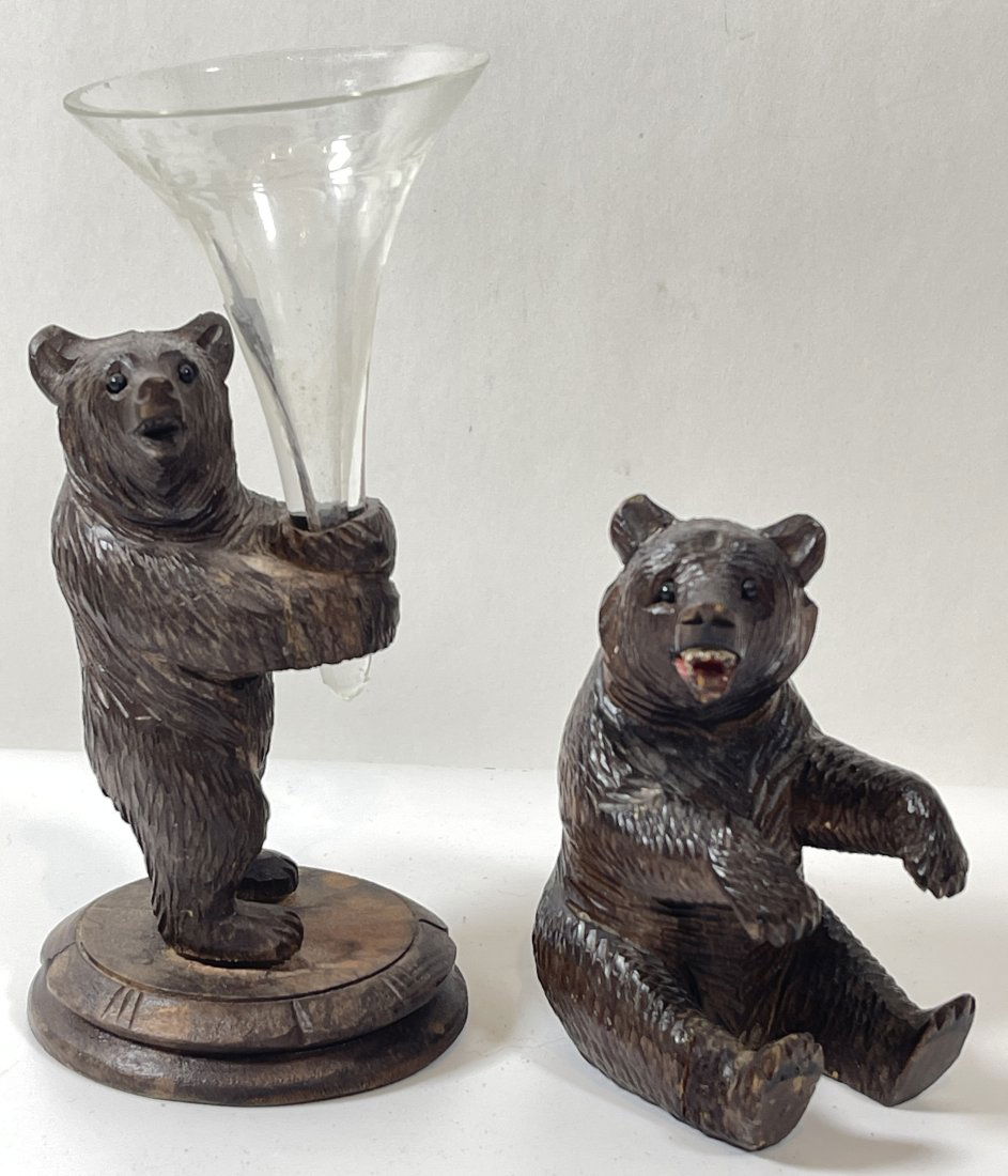 Lot of 2 German Black Forest Bear Sculptures (1 of 3)