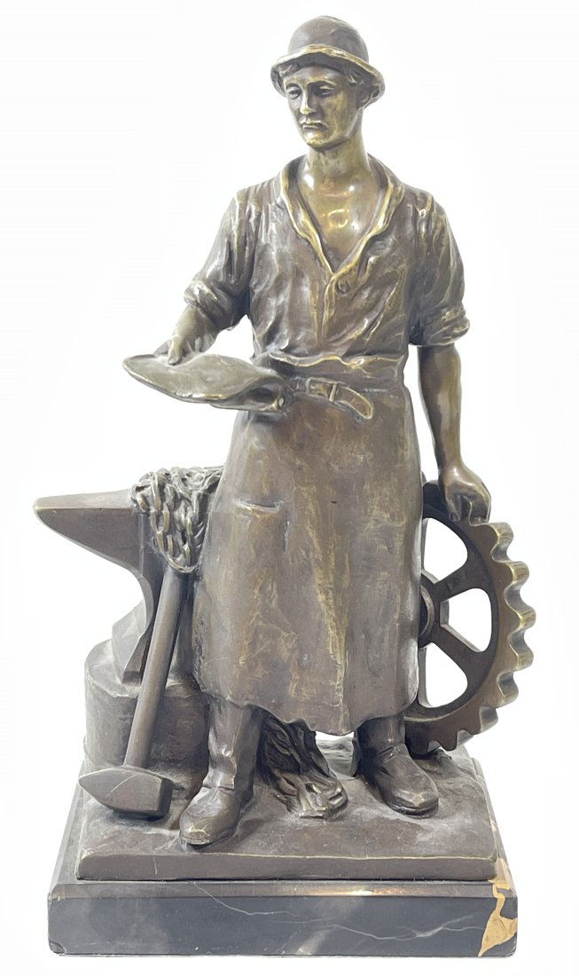 Gottlob Diehle (German 1856-1933) Industrial Bronze Foundry Worker (1 of 6)