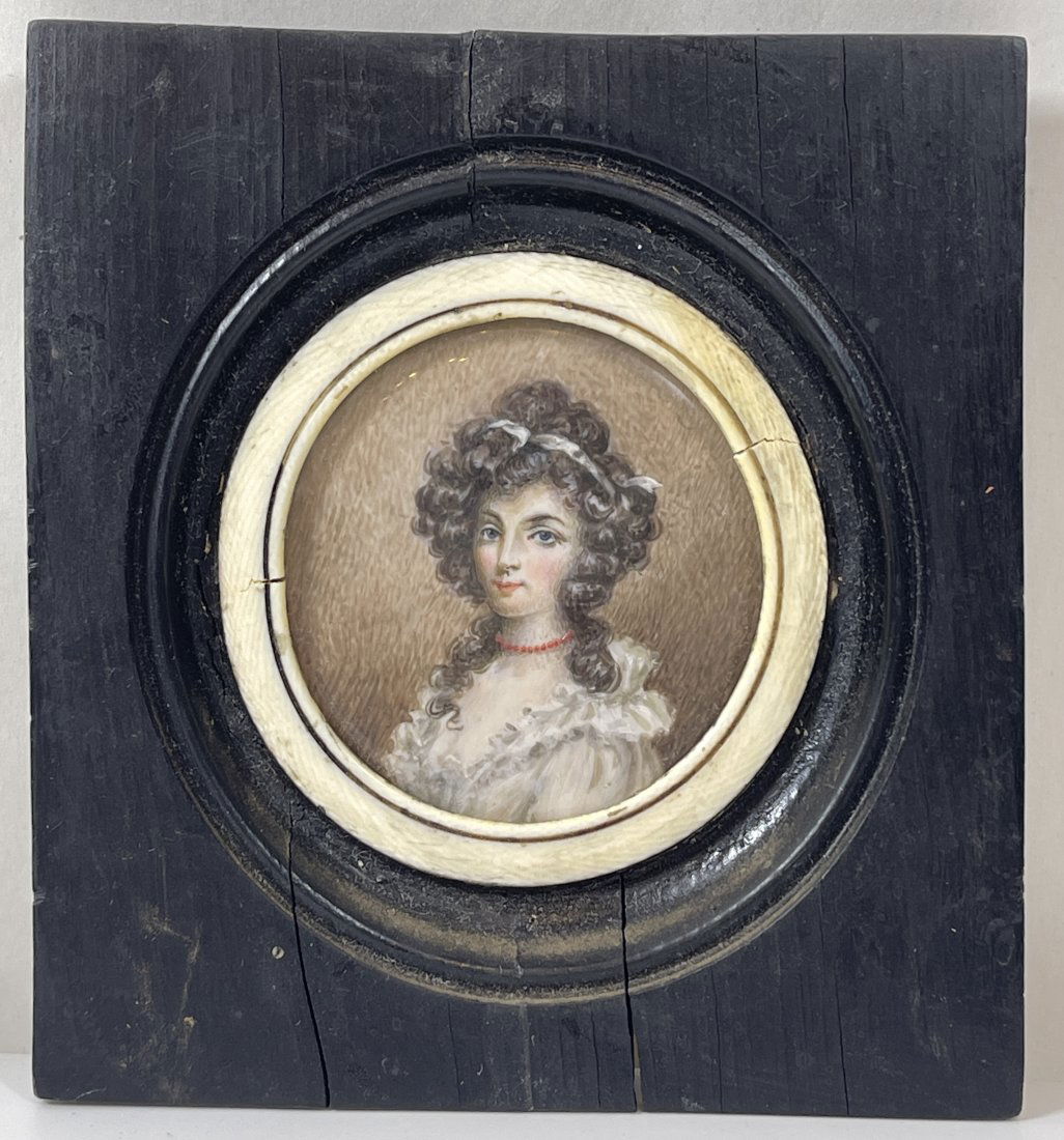 18/19th Century Portrait Miniature in Ebonized Wood Frame (1 of 3)