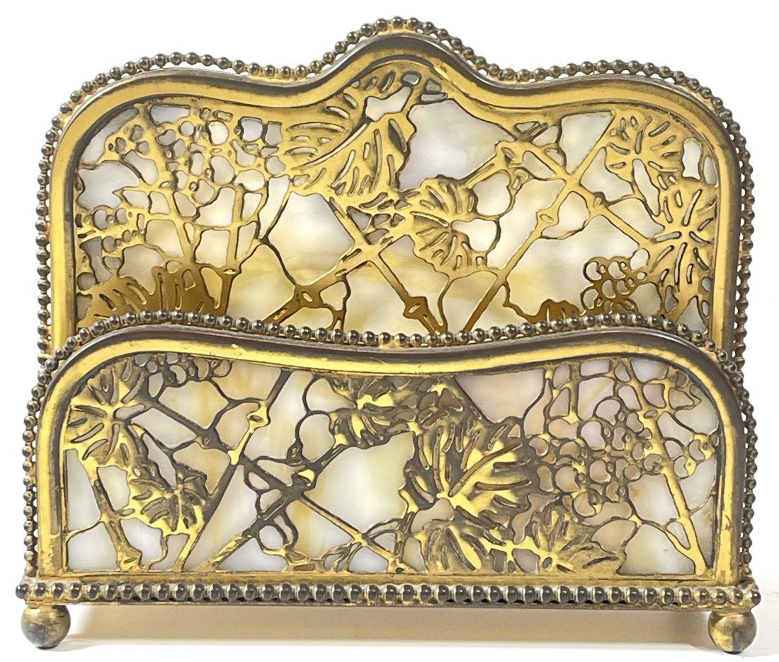 Tiffany Studios Grapevine Slag Glass Letter Holder (1 of 7)