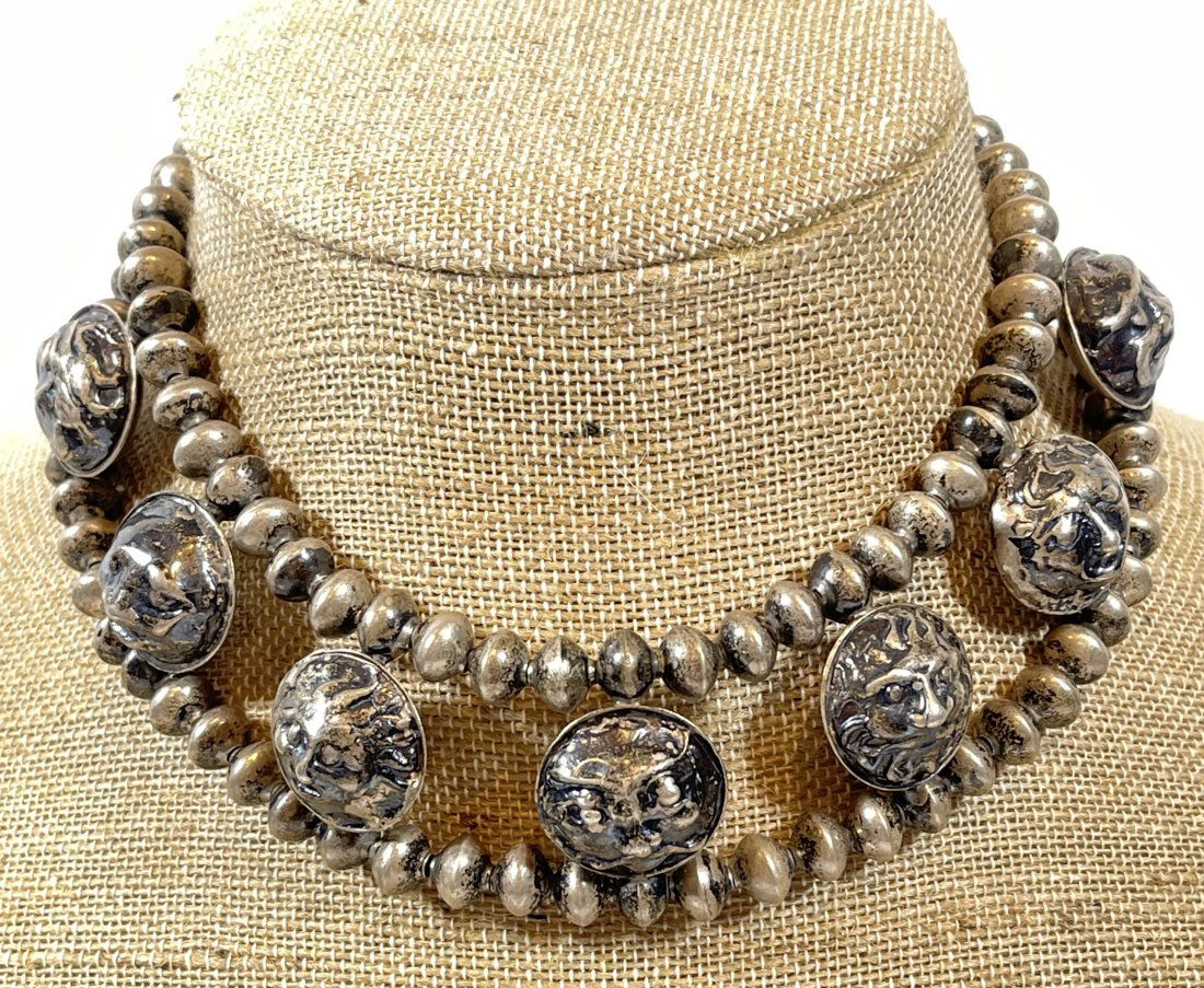 Heavy Mexican Sterling Silver Choker Necklace (1 of 4)