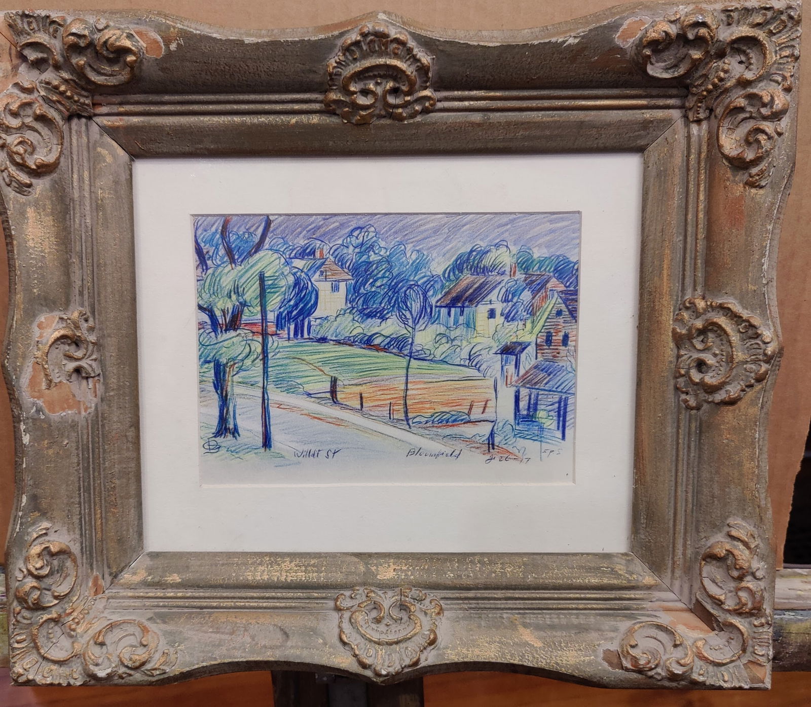 Robert Blum Late 19th c. Color Pencil Landscape Drawing (1 of 4)