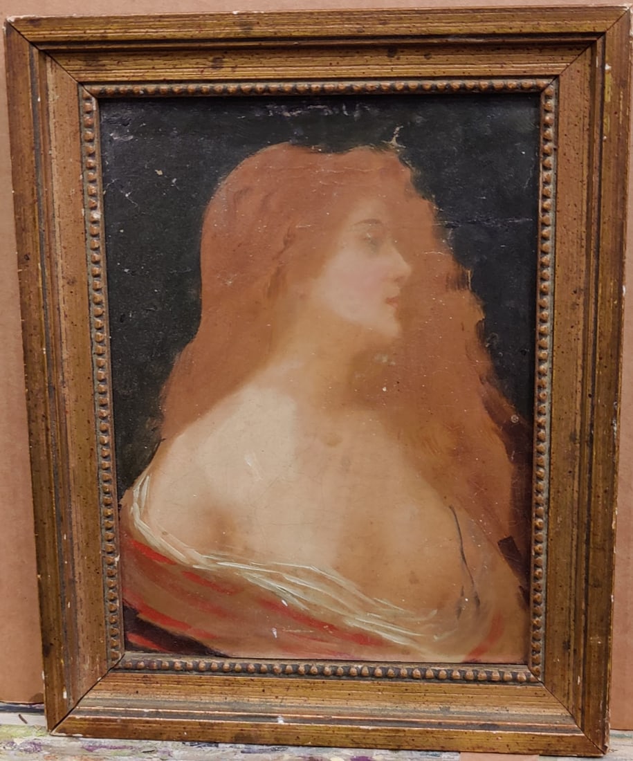 Attributed Angelo Asti O/B Beautiful Red Head c. 1890s (1 of 3)