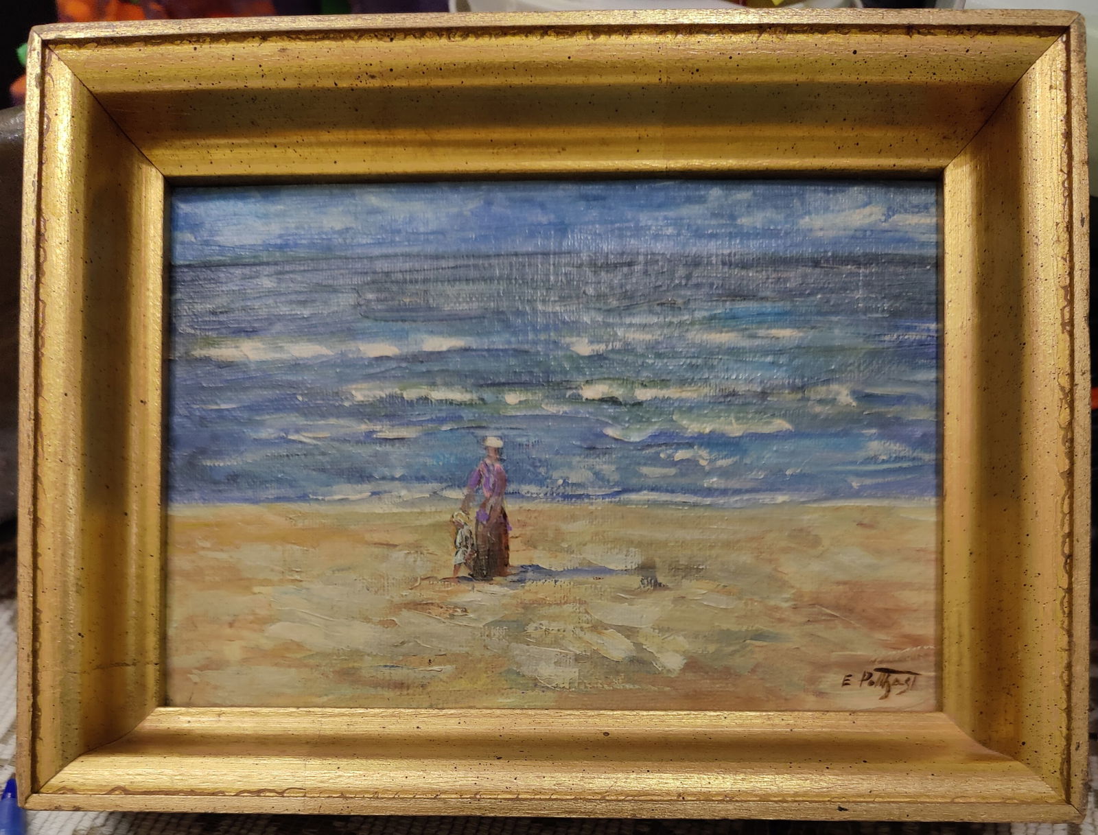 Beautiful Little Early 20th c. Beachscape Signed E Potthast (1 of 4)