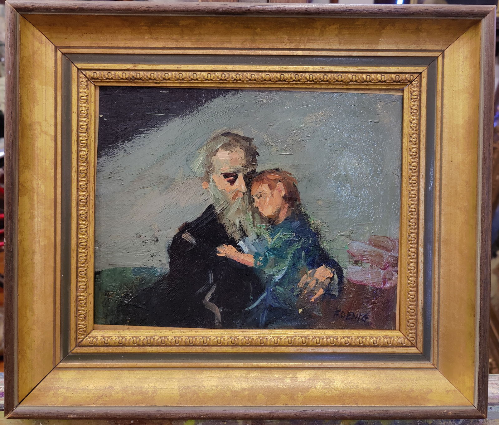 John S. Koenig Modern O/C Painting Father and Daughter (1 of 4)