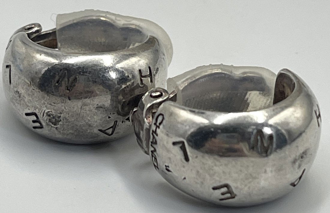 Vintage Sterling Silver Chanel Logo Earrings (1 of 3)