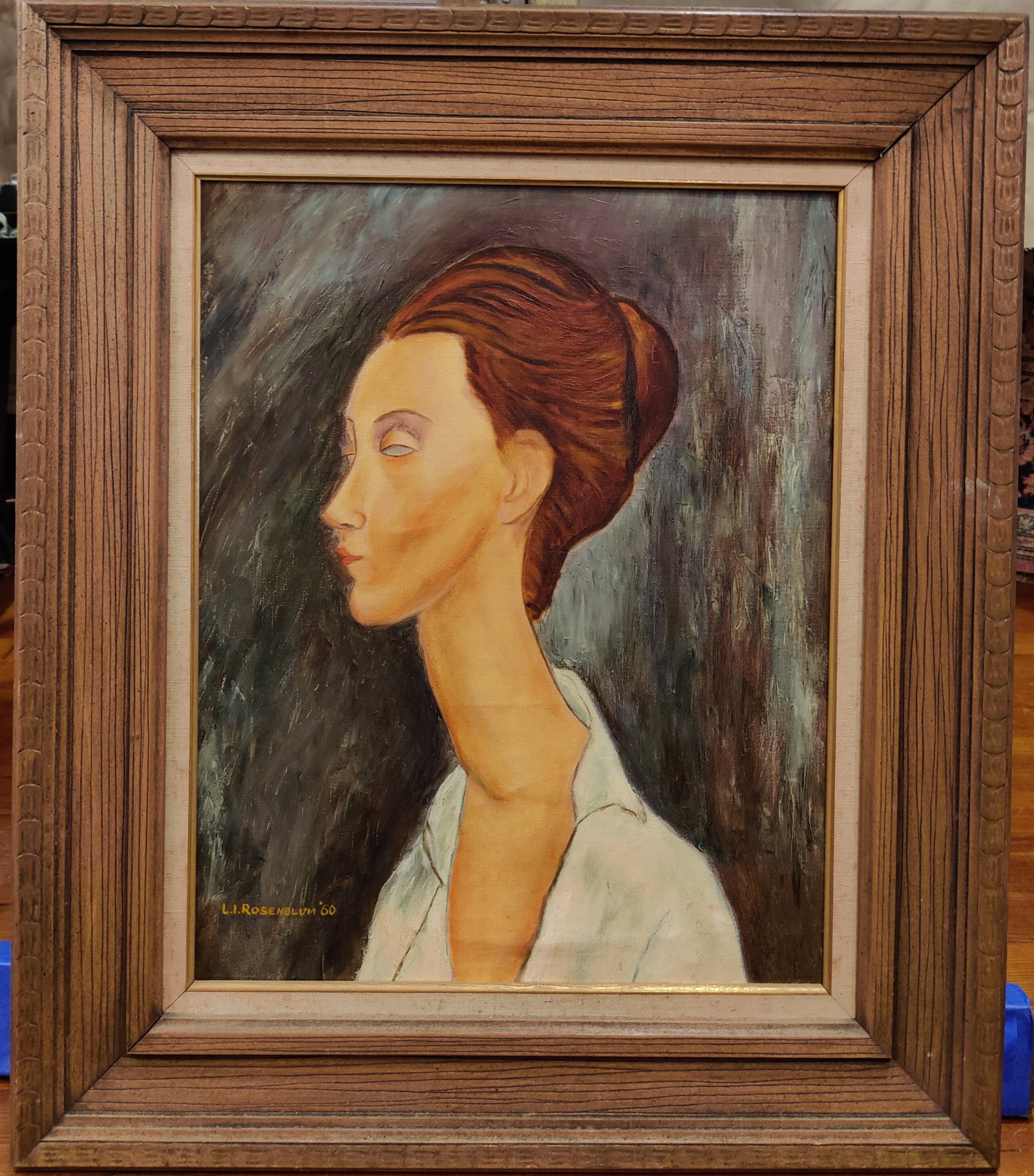 L. I. Rosenblum in the Style of Modigliani O/C Portrait '60 (1 of 4)