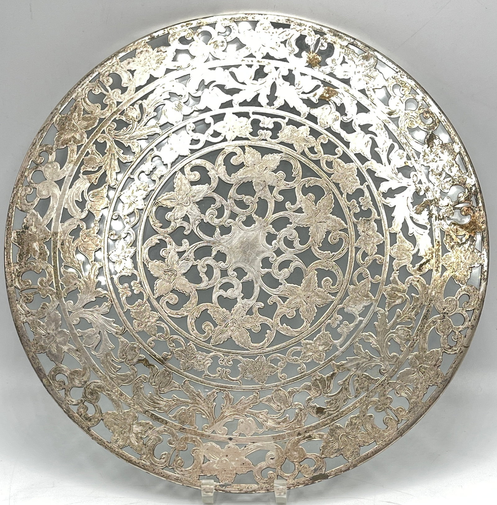 Webster Sterling Silver over Glass Trivet (1 of 3)