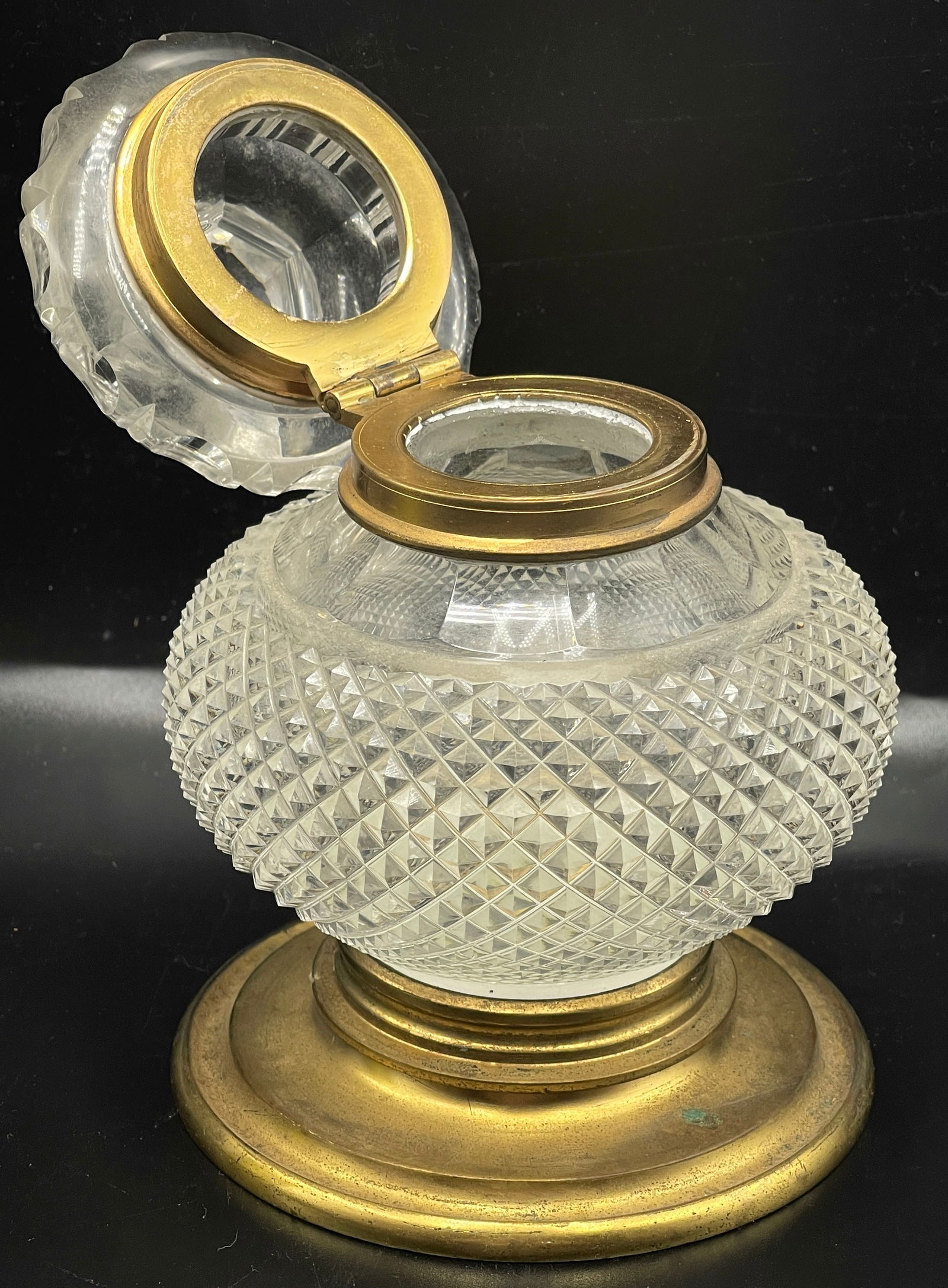 19th C Baccarat Dore Bronze Mounted Inkwell (1 of 2)