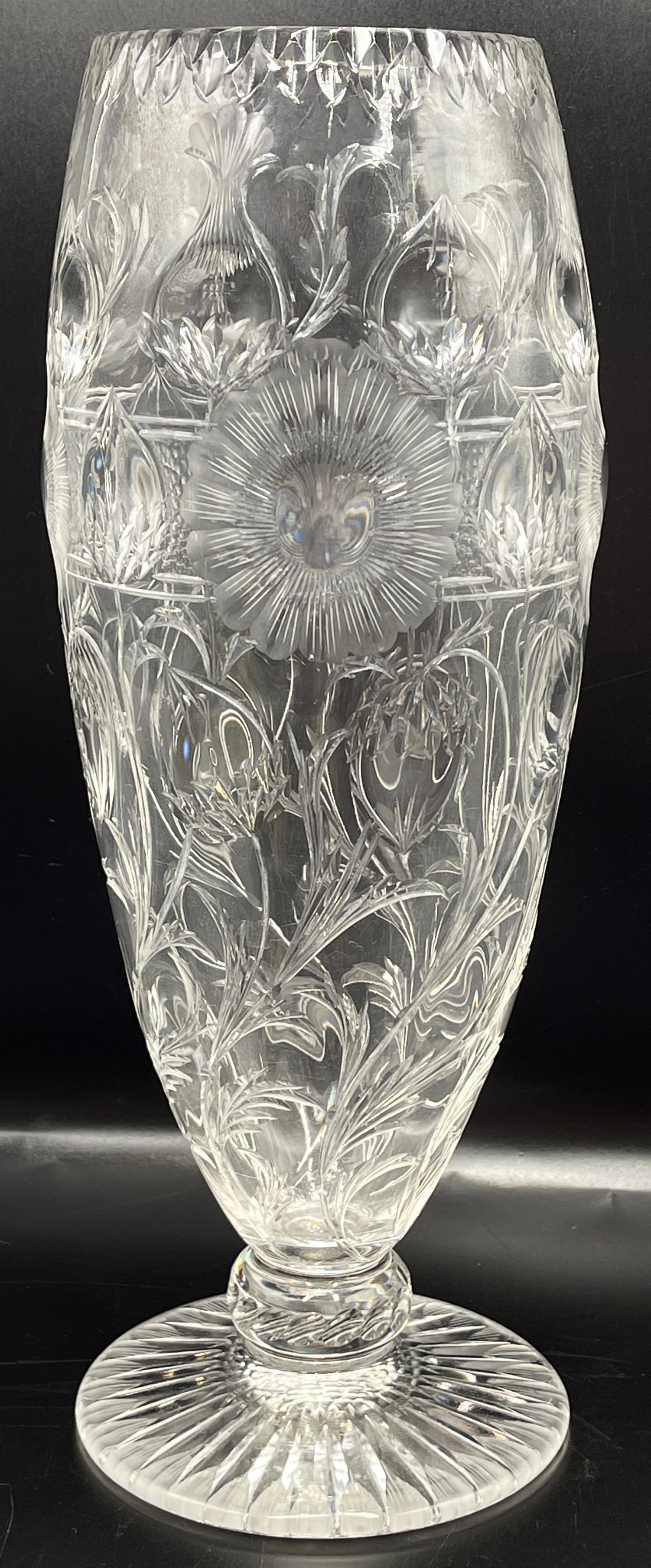Intaglio Cut Crystal Vase Attributed to Stevens & Williams (1 of 5)