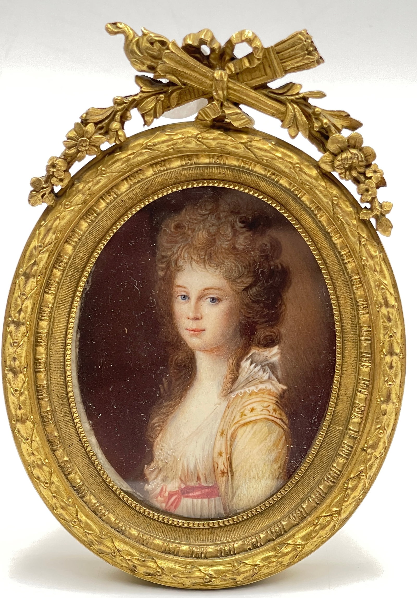 18/19th Century Portrait Miniature in Bronze Easel Frame (1 of 4)