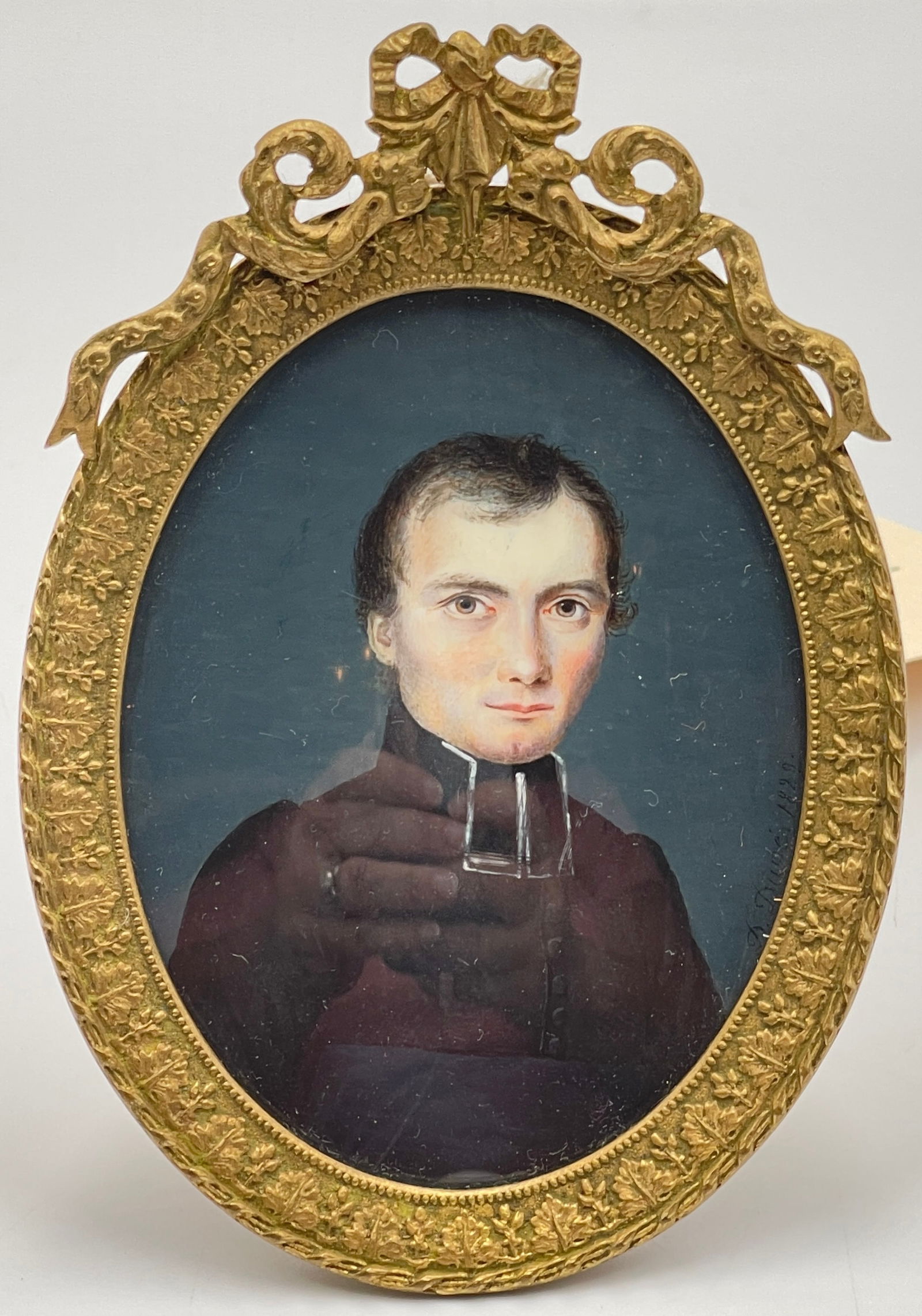 18/19th Century Portrait Miniature in Bronze Frame (1 of 4)