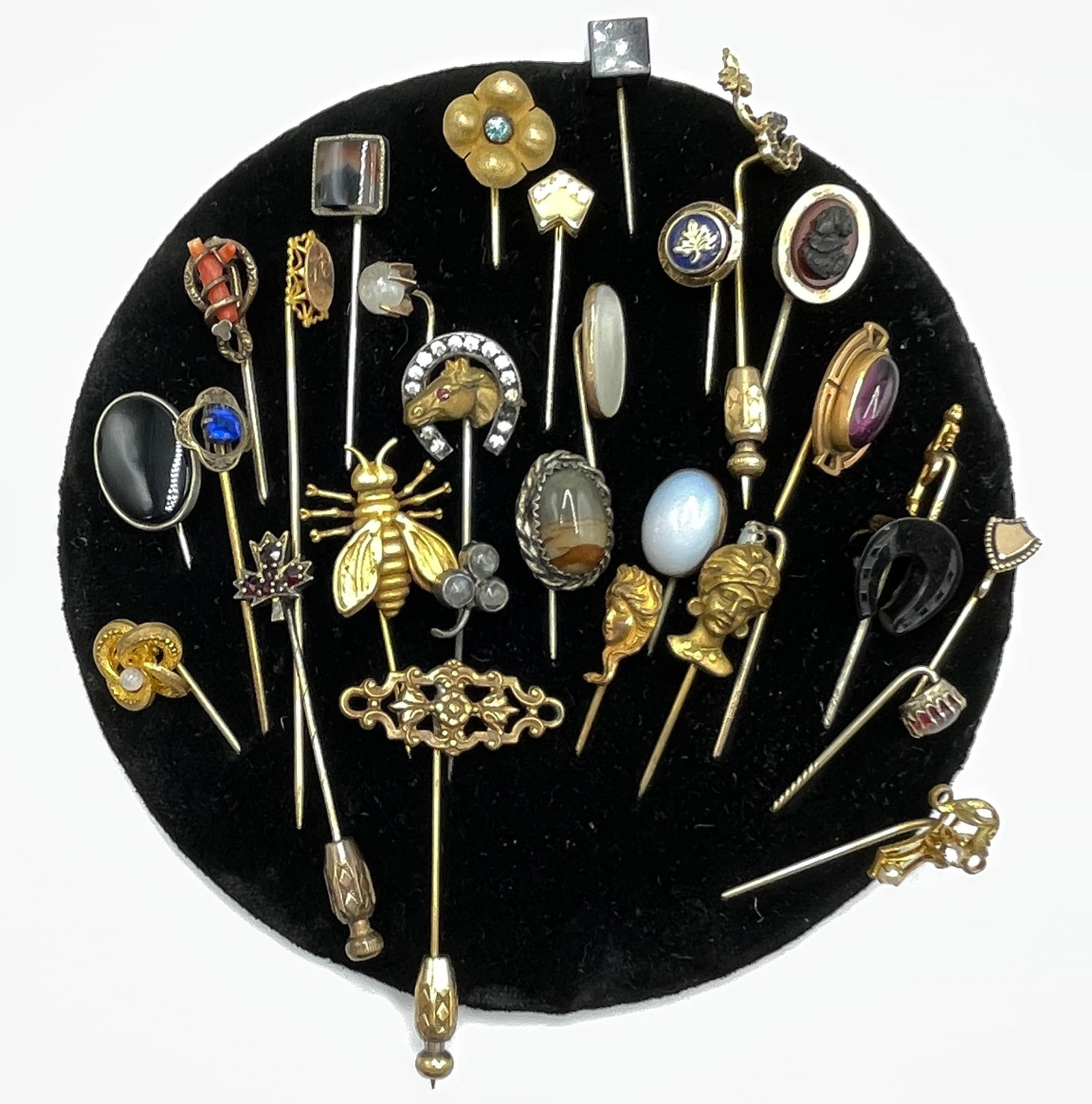 Lot of 30 Victorian Gold Filled & Sterling Silver Stick Pins (1 of 2)