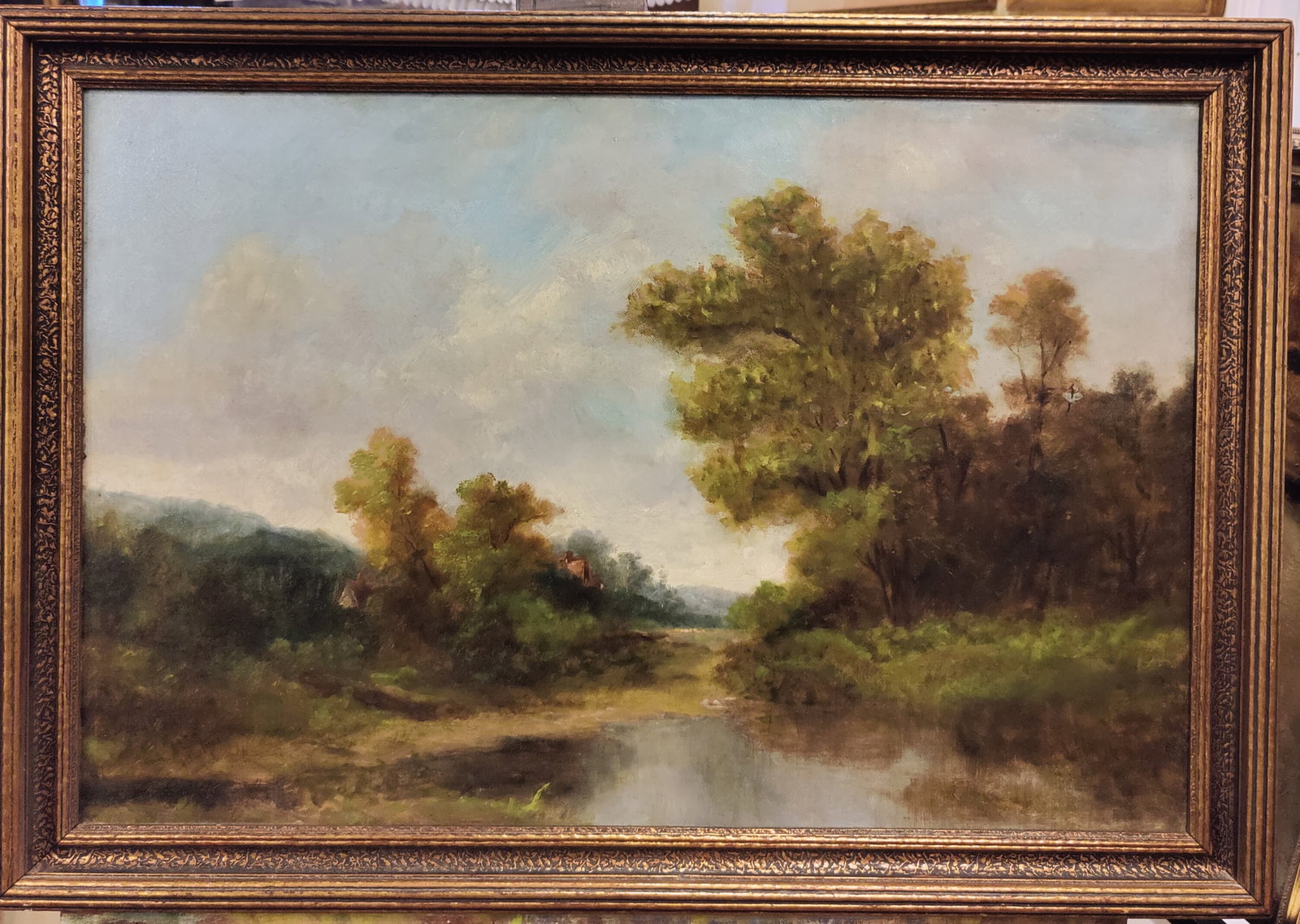 Illegibly Signed Late 19th c O/C Bucolic European Landscape (1 of 4)