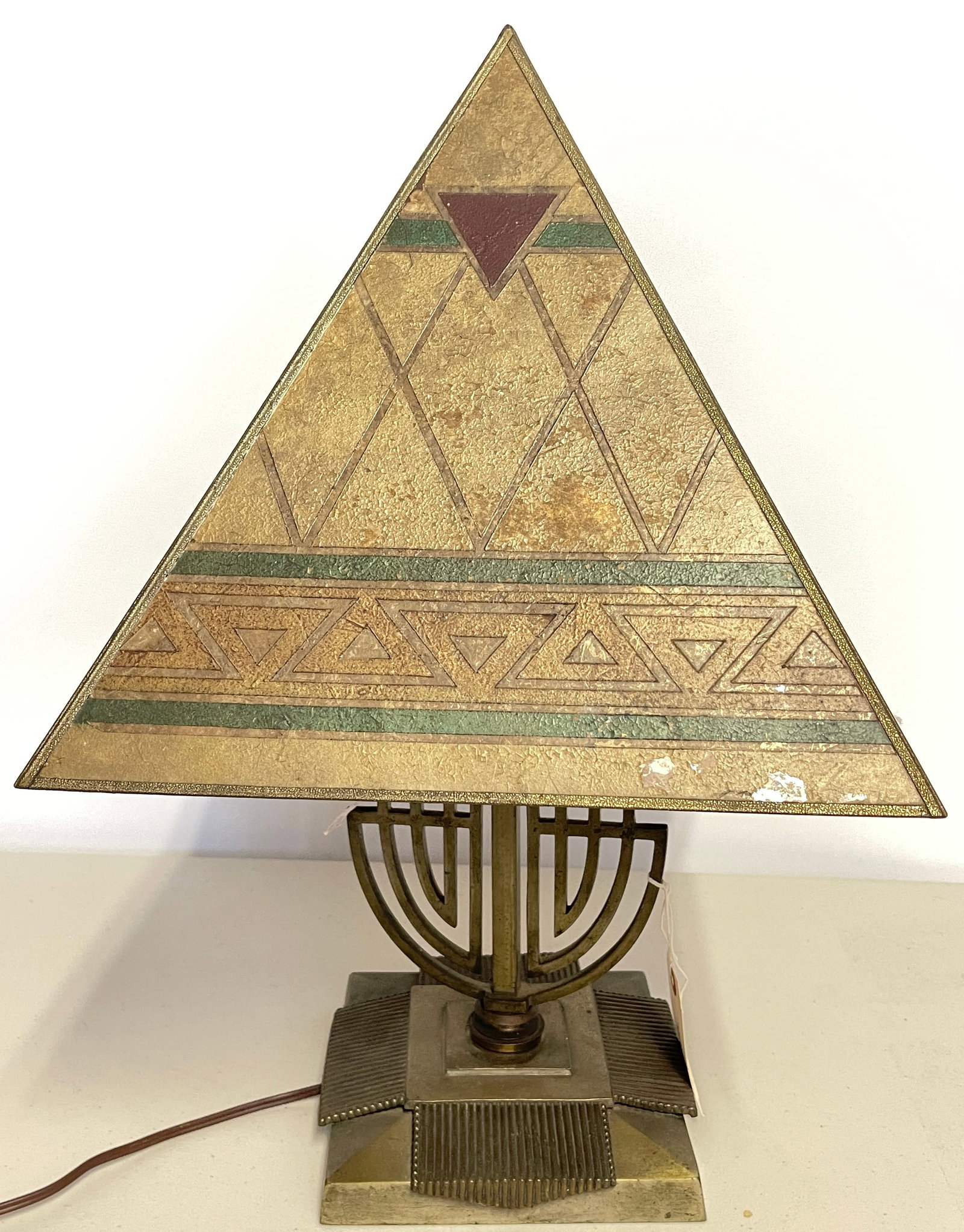 Art Deco Table Lamp with Geometric Mica Shade (1 of 4)