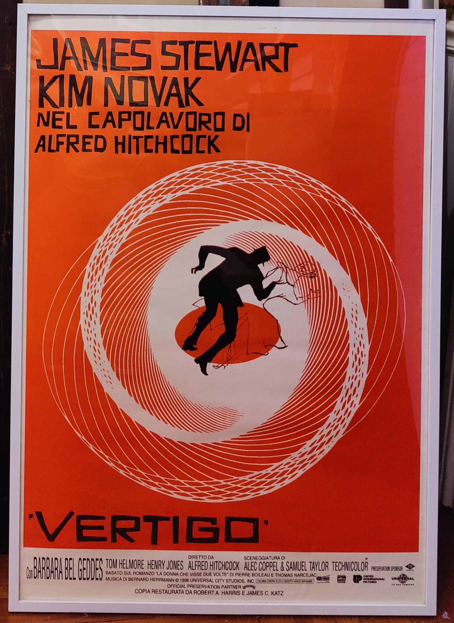 Hitchcock Vertigo Stewart & Novak Re-Issue Poster 1996 (1 of 3)