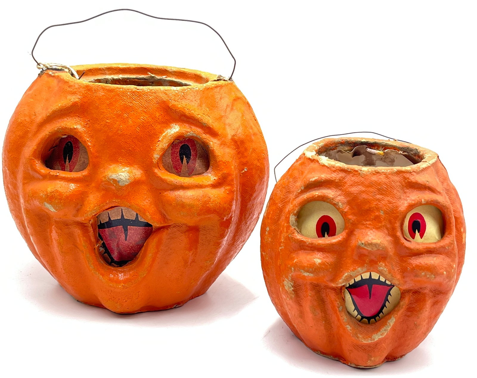 Lot of Two Vintage Double Sided Paper Mache Pumpkins (1 of 3)