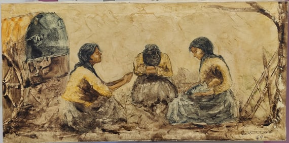 Illegibly Signed O/C Native Americam Women Praying 1969